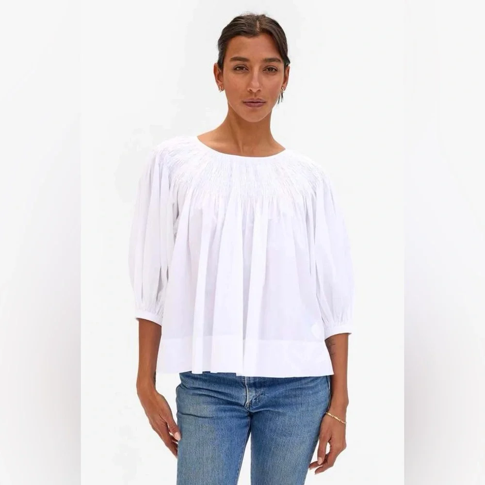 Clare V. Fleur Blouse White - Picture 1 of 7